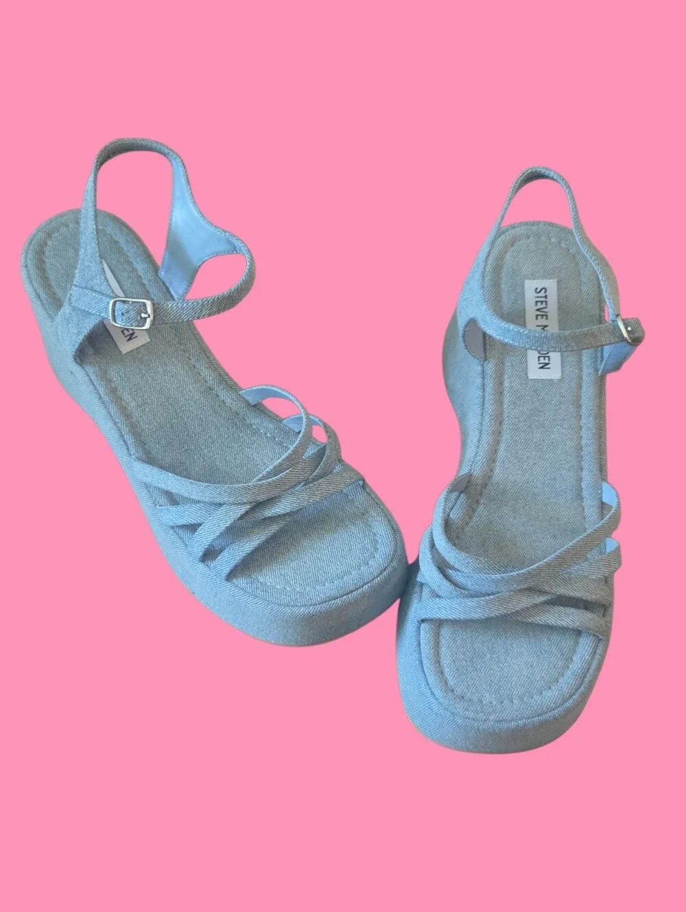 Steve Madden Denim Blue Platform Sandals